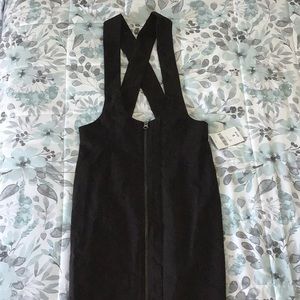 Zipper Front Black Dress